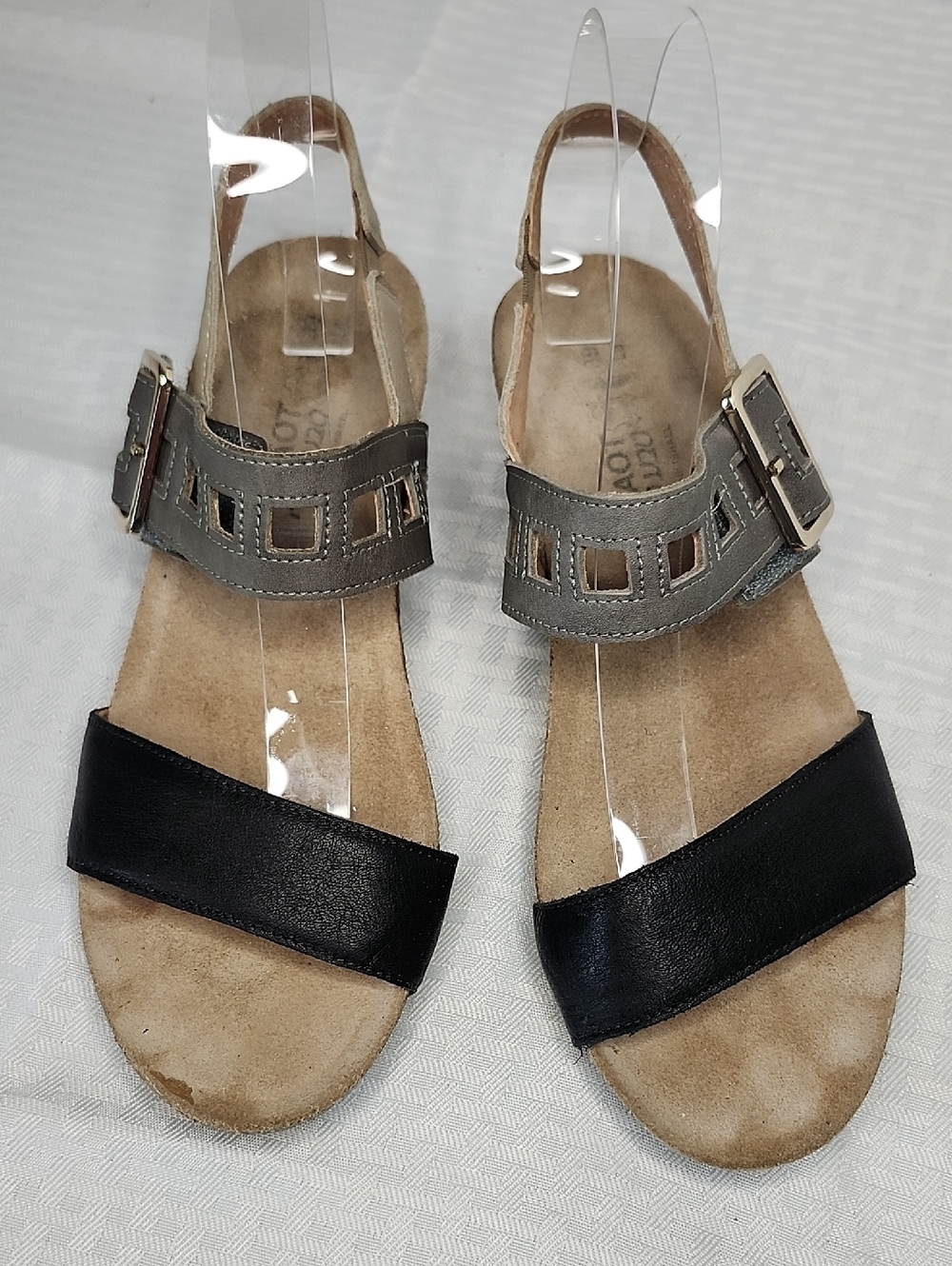 NAOT Leather Two-tone Slingback Buckle Sandals NEW